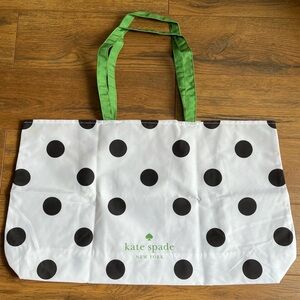 New Kate Spade Tote White Black Polka Dot 25" x 15" XLarge Shopping Tote